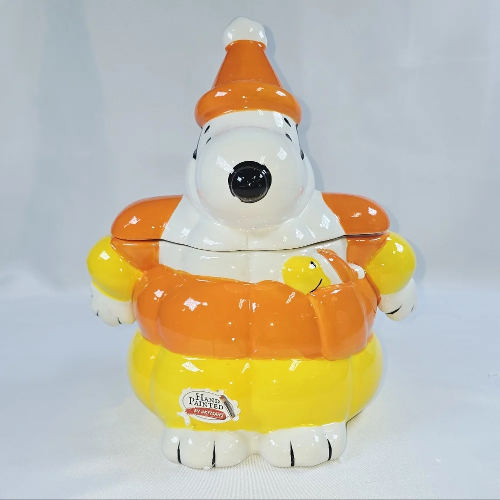 Peanuts | Snoopy Candy Corn Puffer Jacket 11 Inch Cookie Jar NEW IN BOX!